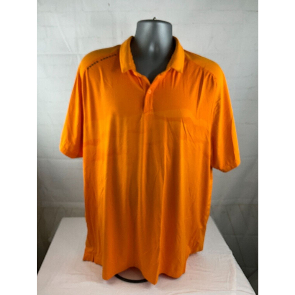 Men’s Under Armour HeatGear Golf Polo Shirt Sz 2XL Orange Loose Fit Short Sleeve